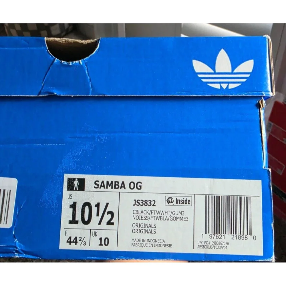 Adidas Samba OG Men’s 10.5 Women’s 11.5 Black White Gum Leather JS3832 NIB